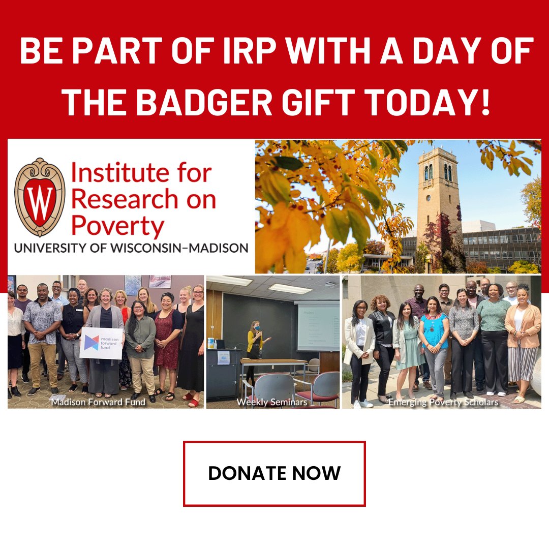 At IRP, we work hard to support the next generation of poverty & economic mobility scholars. This year, we welcomed our largest group of @UWMadison Graduate Research Fellows ever (61 graduate students from 12 departments). Make a #DayoftheBadger gift now! dayofthebadger.org/campaign/resea…