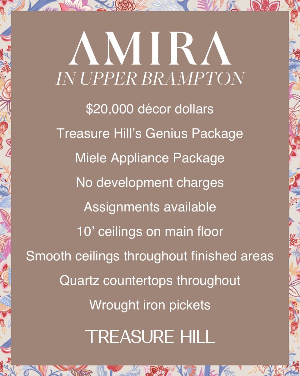 Indulge in luxurious living with a stunning home from the 57’ Valour Series in Upper Brampton built by Treasure Hill. Perfect for upscale estate-style living with ample space to thrive and grow. Explore more at hubs.ly/Q02tczZt0.

#TreasureHill #AmiraEstates #UpperBrampton