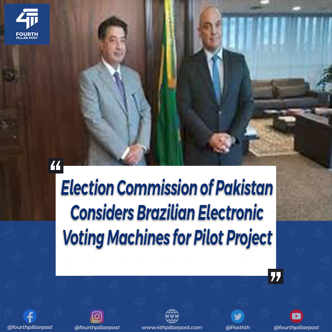 Post4th's tweet image. Pakistan explores the possibility of adopting Brazilian EVMs as a pilot project, following a high-level delegation&apos;s visit to Brazil. #ECP #BrazilianEVMs #ElectionTechnology
Read more: 4thpillarpost.com