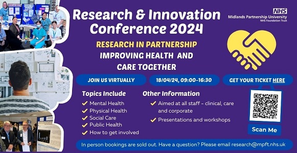 We're excited for tomorrow's #MPFTResearch & Innovation Conference at The Education & Development Centre in Stafford! Get ready for a deep dive into university status, cutting-edge health research, & digital interventions. Let's innovate & inspire together! #MPFT #NHSResearch