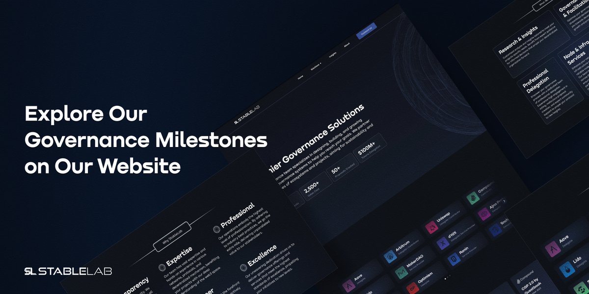 Governance Milestones ⛳ Celebrate the notable achievements of our governance team! From casting 2000 votes to passing key governance proposals, we've hit major milestones with new ones added frequently. Discover more on our new-look website: stablelab.xyz/governance 🔗