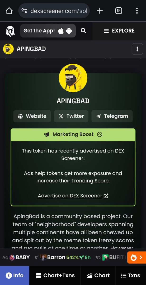 Apingbad's tweet photo. Guys banners for dexscreener paid, more marketing news coming up 😱😱😱 🤯🤯🤯
 #ApingBad #ApingBadArmy #Solana #ApingBadHype #MemeCoinMania https://t.co/V13fxwj1qR