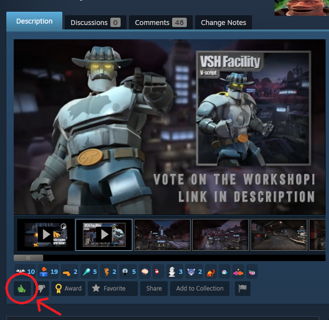 Awesome to see people are hyped about the new map! But a lot of people are asking how to 'vote', its this little button here aka 'yes i would like to see this officially supported'! steamcommunity.com/sharedfiles/fi…