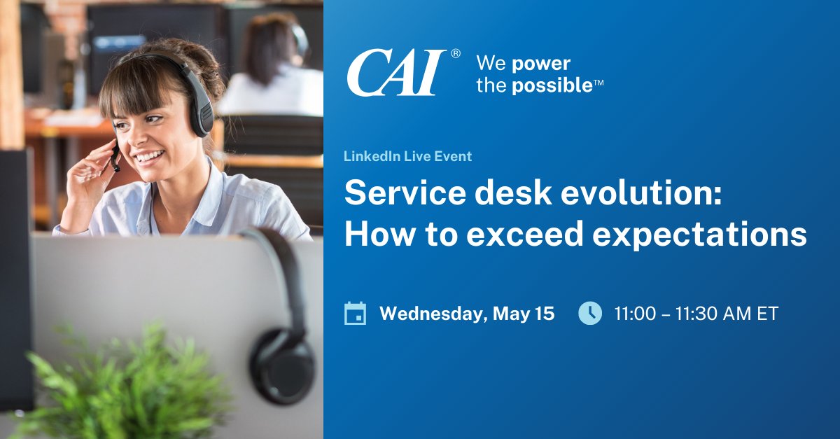 Ready to transform your service desk and exceed customer expectations? Join #TeamCAI our upcoming LinkedIn Live around evolving your #servicedesk to the highest standard. 🖥️ 📈 Register now and be part of the conversation: linkedin.com/events/service…