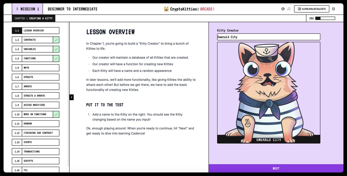 Over 150 users have completed a lesson on CryptoKitties: Arcade! in the past 24 hours. Learn Cadence by playing fun levels with @CryptoKitties characters 😼 🔗arcade.ecdao.org