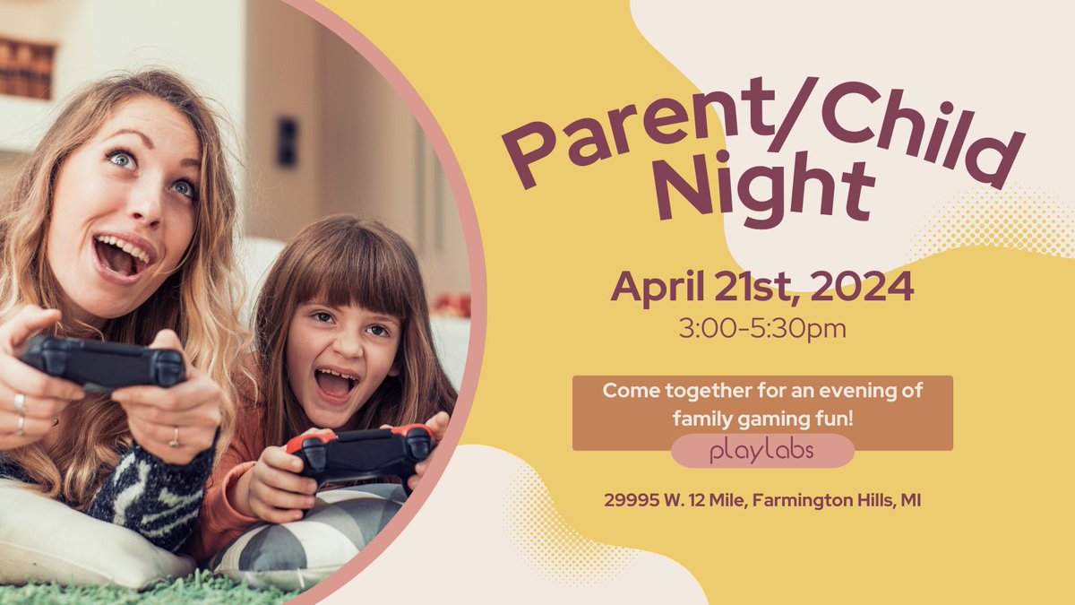 This Sunday, April 21st is Parent/Child Night at playlabs! Come together for an evening of family fun and enjoy a unique bonding experience. Our coaches will be on standby to make sure everyone has a smooth gaming experience!