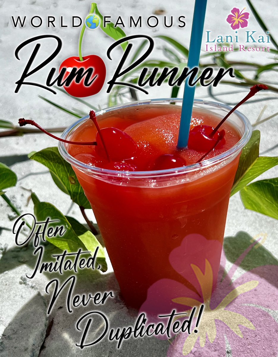 🍒⁉️DID YOU KNOW⁉️Our legendary rum runners are a blend of 5 alcoholic spirits & 2 other top-secret ingredients, making them World-Famous since 1978! 🍒🎉 Come by our ground-level beach bar & try one for yourself! 🍒 Open to the public DAILY 10a-6p🌺🌴 #lanikaistrong #oldflorida