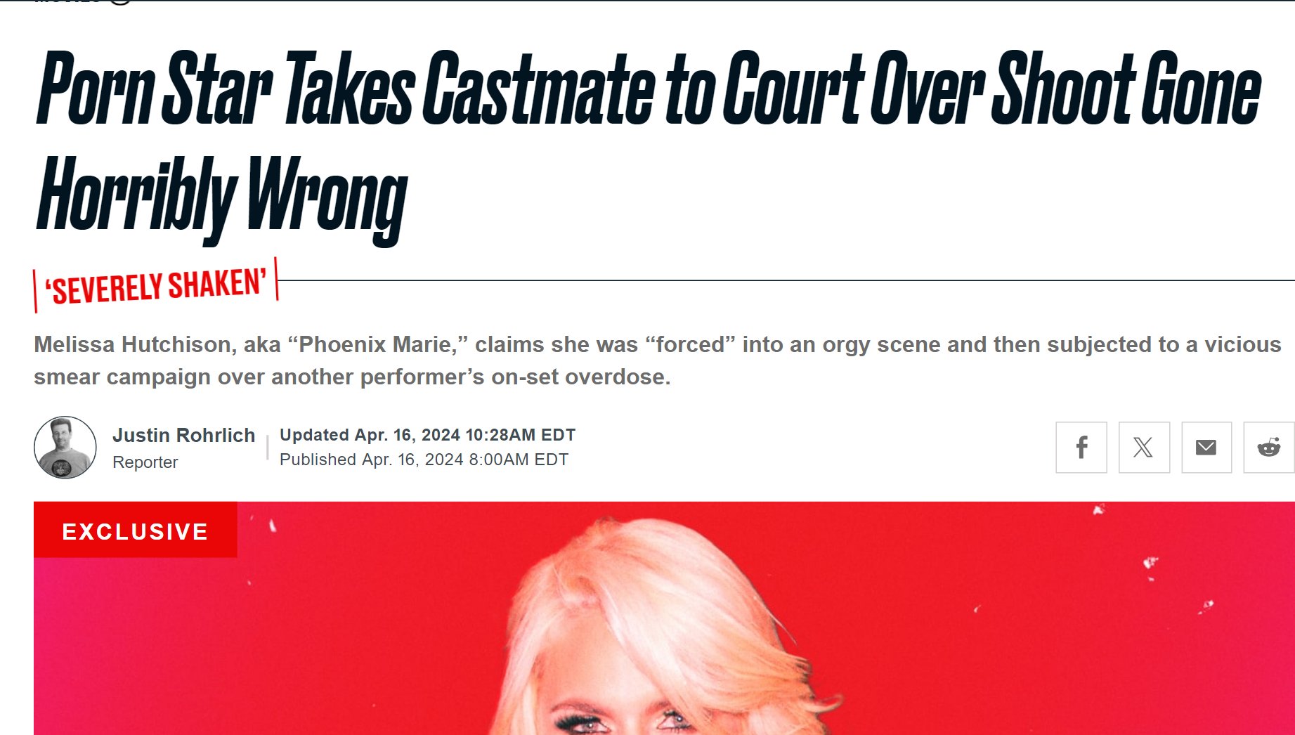 Matt Jarbo on X: Melissa Hutchison, also known as Phoenix Marie, has filed  a $30mil lawsuit that revolves around a distressing incident that occurred  during an adult film shoot in Barcelona. Hutchison