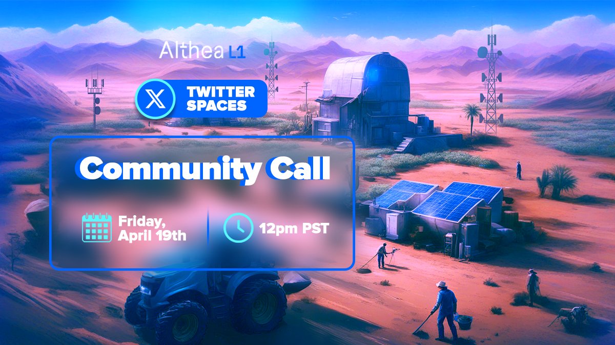 We're running another giveaway‼️

📢 Join our community call this Friday, April 19 at noon PST, for a chance to win exclusive Althea merch. All you need to do is:

- RT this announcement 
- Attend the community call  

See you all Friday🛜