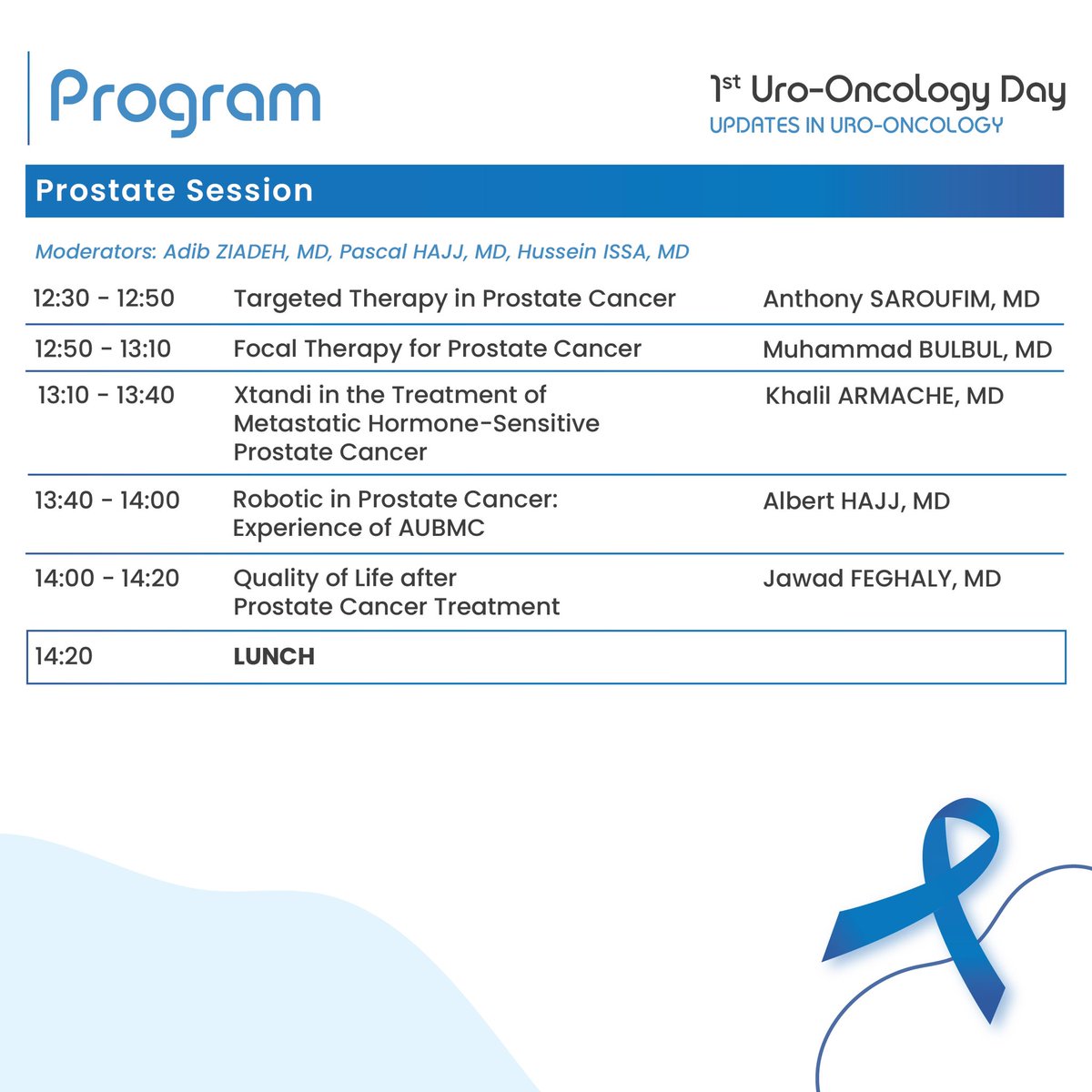 SciencePRO2012's tweet image. 1st Uro-Oncology Day
entitled:”Updates in Uro-Oncology”

🗓️ 20 April 2024
📍 Conference Room, Centre Hospitalier du Nord (CHN) - Zgharta

Looking forward to welcoming you all‼️

#urooncology #medicalconference #patientcare