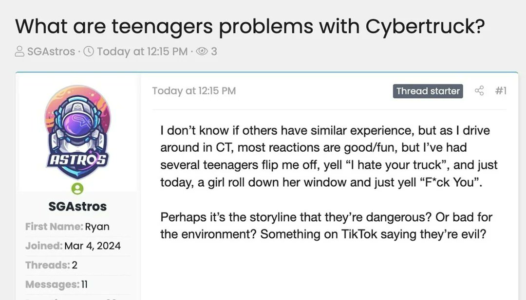 What are teenagers problems with Cybertruck?