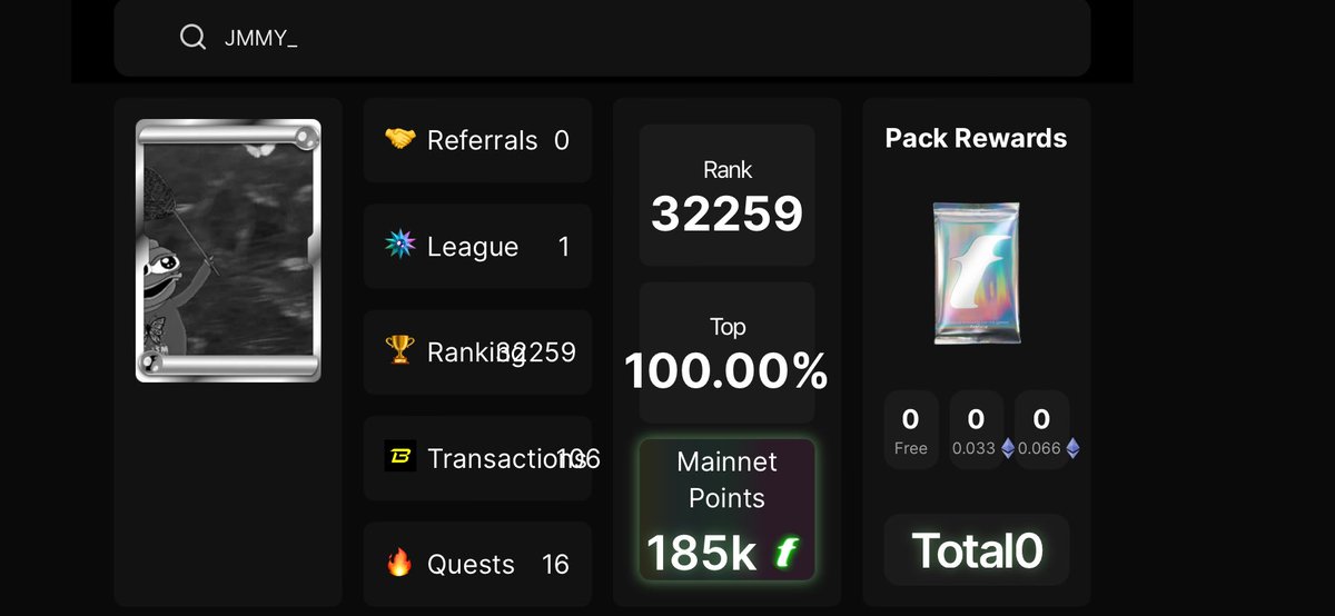 Désolé de déranger @TravisBickle0x mais j’ai pas de packs à claim alors que j’avais 400k+ points sur le testnet. Je claim quand même et je vois à la fin si ça s’est actualisé ou j’attends que ça se refresh sur la claim page ?