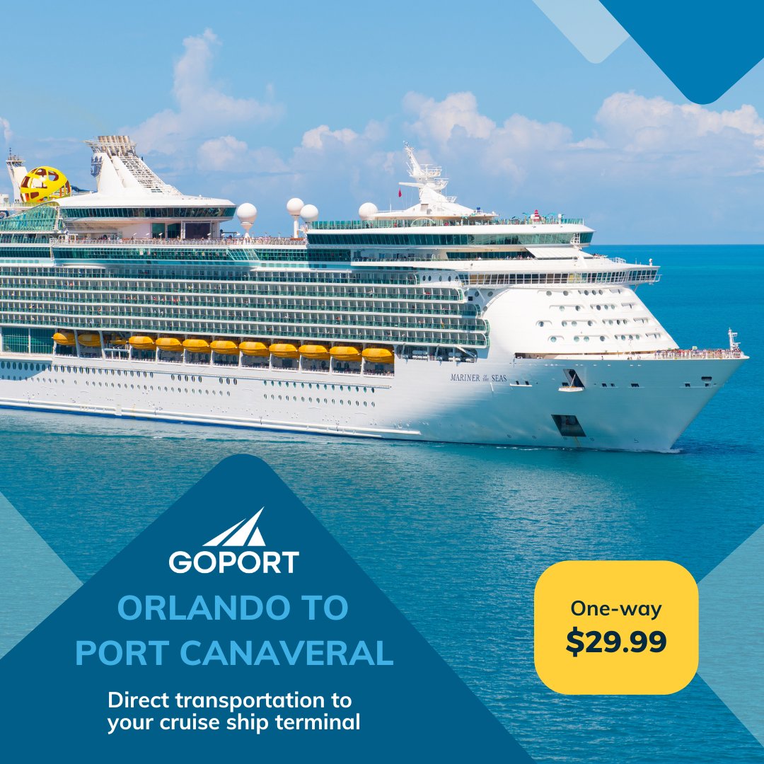GoPortCanaveral's tweet image. Cruise-bound from Orlando? For only $29.99, get direct shuttle service from the Orlando Airport to your Port Canaveral cruise terminal! ✈️🛳️

#JustGoPortIt #GoPort #Orlando #OrlandoAirport #Cruise #PortCanaveral #OrlandoCruise #CruiseTips #CruiseTransportation