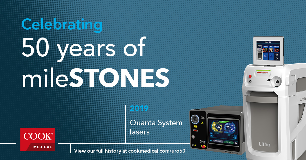 From physician collaborations that bring product ideas to life, to industry partnerships like the one we established with Quanta System in 2019 to distribute the most advanced laser technologies, Cook continues to help shape urology. #50yearsOneCook cookmedical.com/uro50