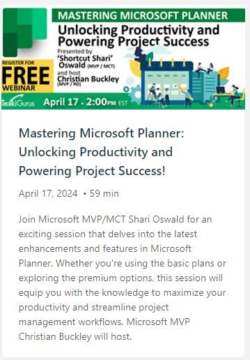 shortcutshari's tweet image. It&apos;s WAFFLE WEDNESDAY!  Join me in 30 mins for the new and cool things in Task Management in Microsoft 365! Hosted by @TekkiGurus #Planner #Microsoft #MSPlanner #MSTodo @buckleyplanet 

tekkigurus.com/mastering-micr…

Can&apos;t make it? Watch the recording!