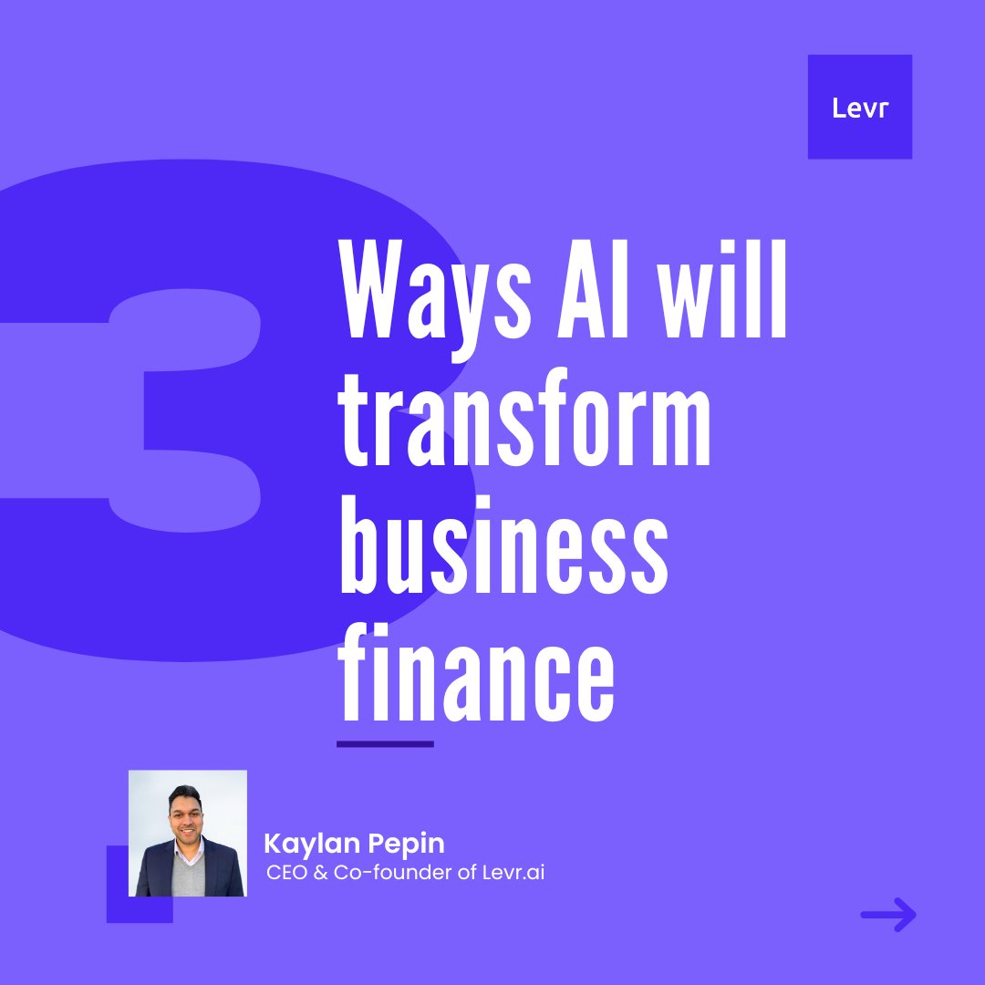 At Levr we're bullish 🐂 on AI and its impact on the #businessfinance industry. Here's the top 3 ways we predict AI is set to revolutionize small business finance 🔗 bit.ly/4aD9pWu 

----
#AIstartup #AIfintech #Fintech #startups #raisingcapital #preseed #seed #saas