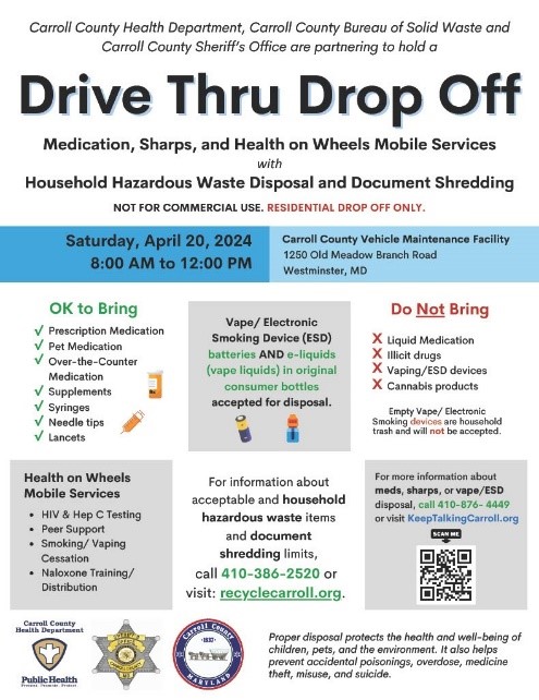 #CarrollCountyMD Government Recycling Operations is sponsoring a residential only Household Hazardous Waste Spring Cleanup event 📅 Saturday, April 20 from 8 a.m. until 12 noon 📍 Find drop location details and a list of accepted household items here: bit.ly/4cZNZnV