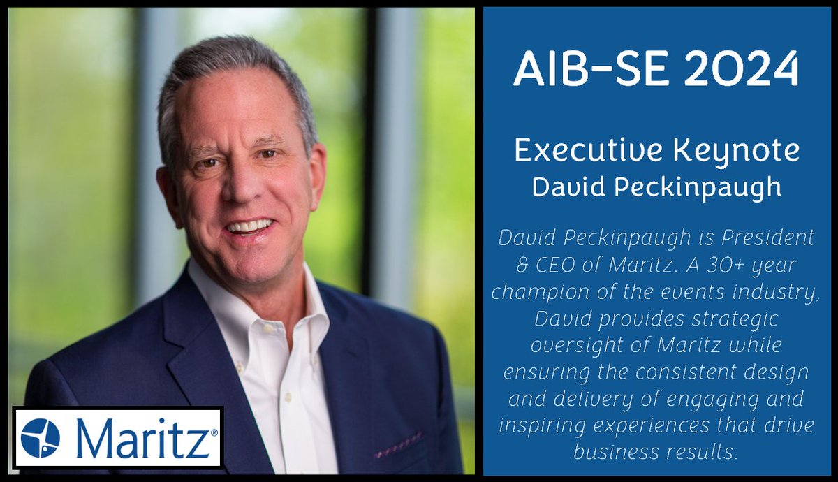 We are excited to announce our executive keynote speaker, David Peckinpaugh!   

As President &amp; CEO of Maritz, he has led the company through significant growth, placing renewed focus on clients, industry partnerships, and global presence.
