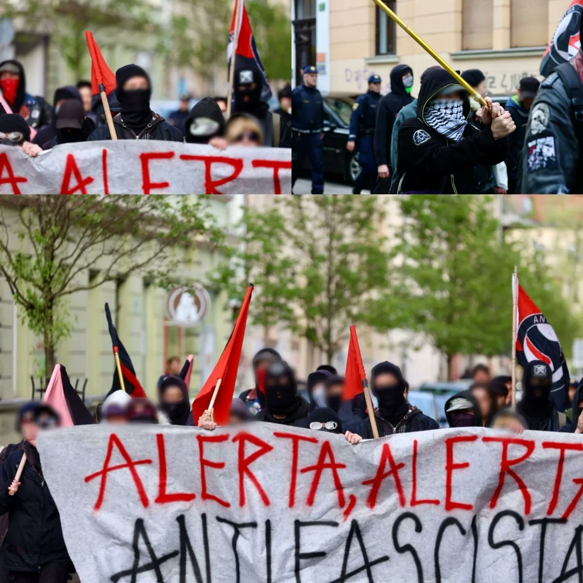 Anti-fascist youth on the streets of Ljubljana today. 🔥🔥🔥