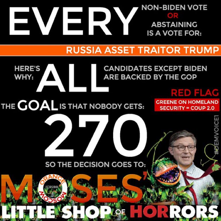 Do you really want MAGA Mike to decide who the next President is going to be?🖕🏻🤡🖕🏻 EVERY non-Biden vote is a vote for Trump🖕🏻 EVERY abstaining vote is a vote for Trump 🖕🏻 ALL candidates are backed by the GOP in the president election except Biden The GOAL is nobody gets to…