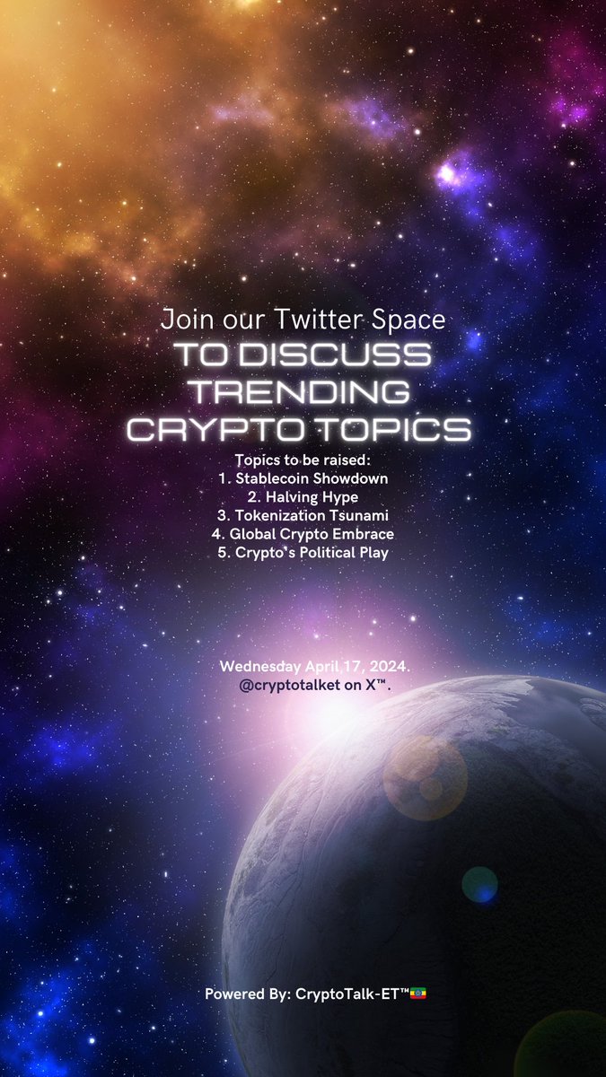 🚀 Welcome to our Twitter Space: "Crypto Chronicles &amp; Financial Frontiers"! 🌐✨

Join us as we dive into the thrilling world of digital currencies and explore the latest trends shaping the financial universe. Here's a sneak peek of what's on our agenda:

1. Stablecoin Showdown: