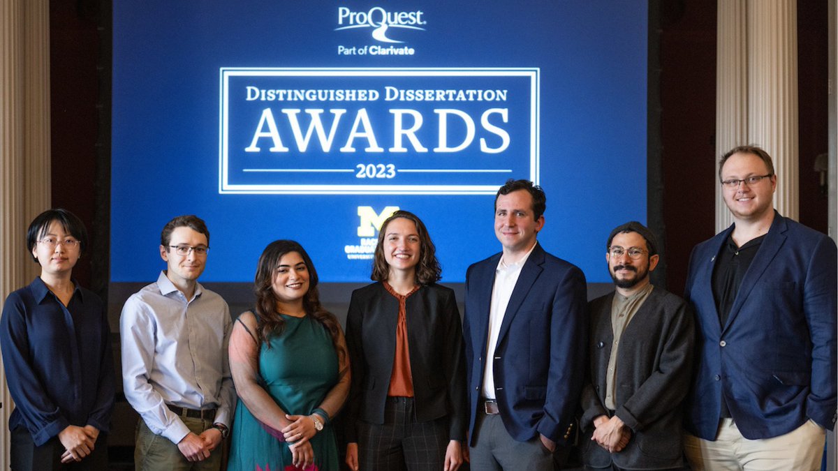 🎉 Congrats to the 2023 @ProQuest Dissertation Award recipients! This year's awardees hail from across the #UMich community. The recipients gathered at Rackham for an awards ceremony & reception on 4/9/24. See the full recipient list: myumi.ch/xqwD5 #WeAreRackham