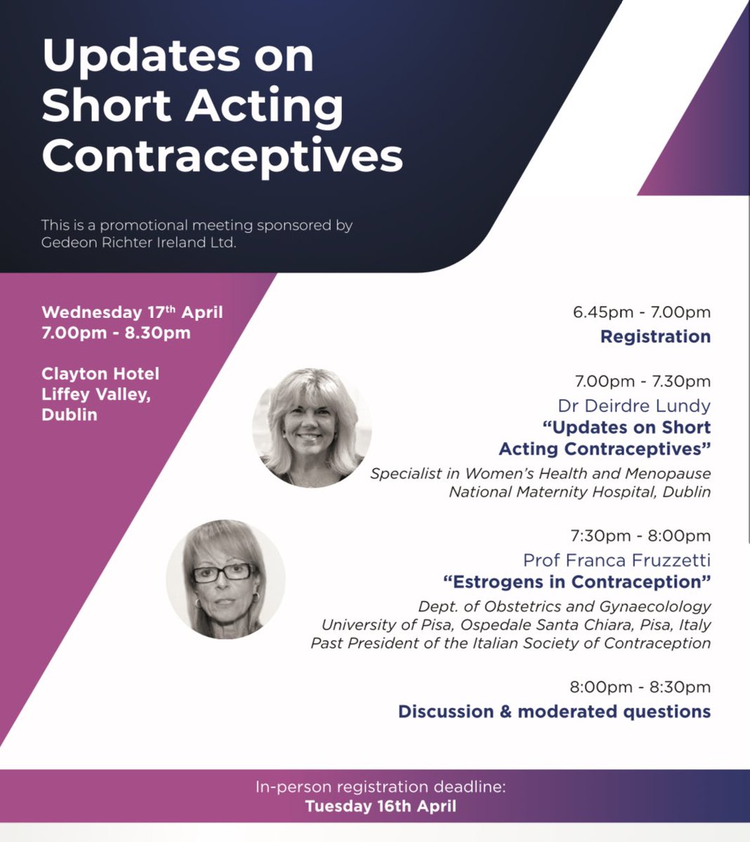 Updates on Short Acting Contraceptives 📅 Today, Wed 17th April ⏰ 7pm 🎤 🗣️Dr Deirdre Lundy• 'Updates on Short Acting Contraceptives' 🗣️ Prof Franca Fruzzetti 'Estrogens in Contraception' See agenda ⬇️ 🙋🏼‍♂️Q&A Click below 👇🏻 to join: medcafe.ie/users/sign_in
