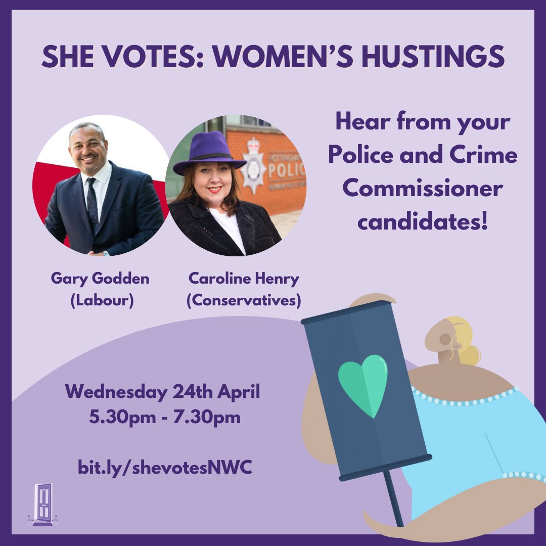 📣 Introducing Police and Crime Commissioner candidates who will be joining us for our #SheVotes Women's Hustings! Join us to hear from Conservatives candidate @carolinenotts and Labour candidate @gary_godden! 📅 Wed 24th April, 5.30pm - 7.30pm. Register: bit.ly/shevotesNWC