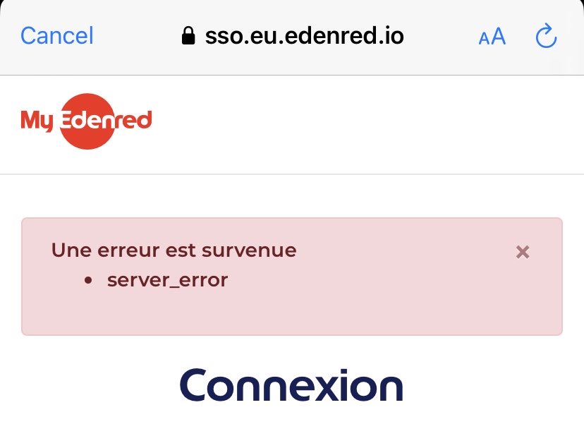 @Edenred : are your services available from time to time or is it permanently down/ in error or simply unable to fetch data?