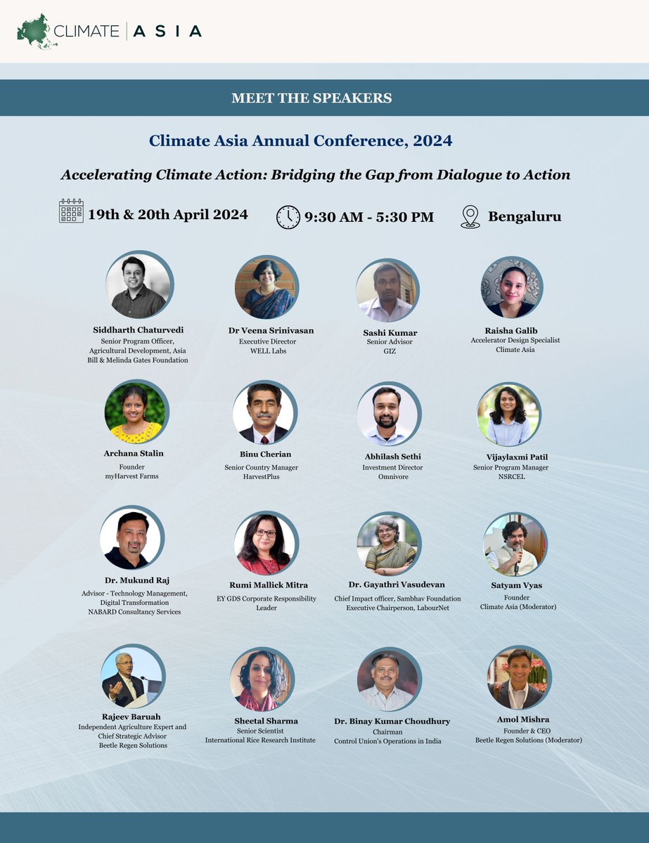 asia_climate's tweet image. JUST ONE DAY TO GO!! ⏳
Have you registered for our conference yet?

Climate Asia is hosting its 3rd Annual Climate Conference in Bengaluru on the 19th &amp;amp; 20th of April

📝Last chance to register: forms.gle/zbh6swUUPU7mFt…

#ClimateAction #DialogueToAction #ClimateResilience