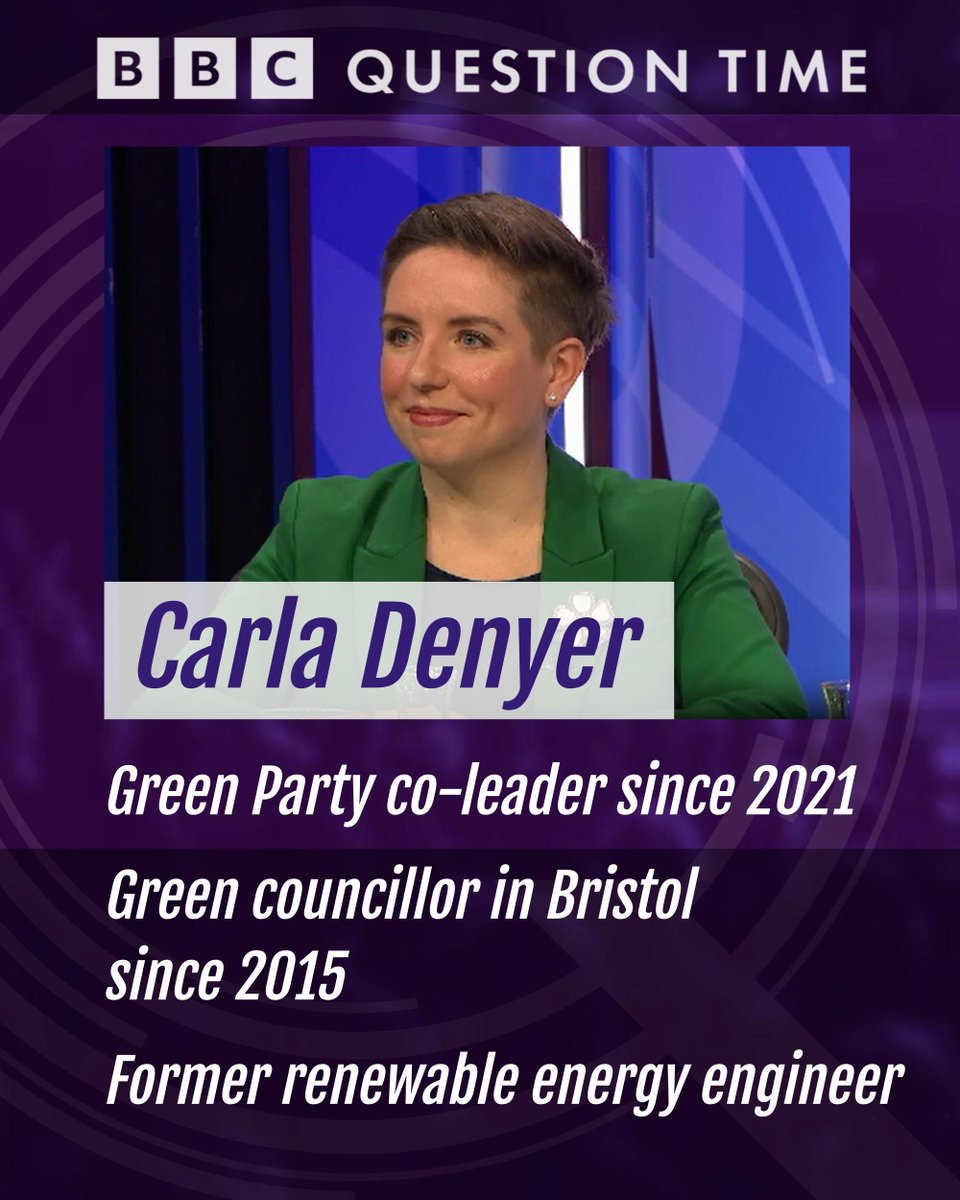 The Green Party’s @carla_denyer will be on the panel #bbcqt