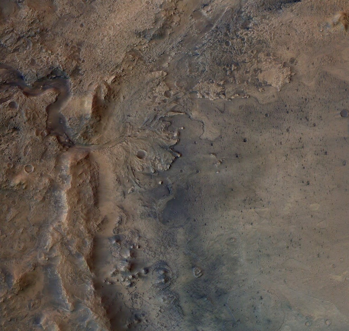 Jezero Crater is the landing site for the Perseverance rover. it is believed that the area was once flooded with water and was home to an ancient river delta.
Jezero Crater is 45 kilometers wide.

#NasaPerseverance #Mars