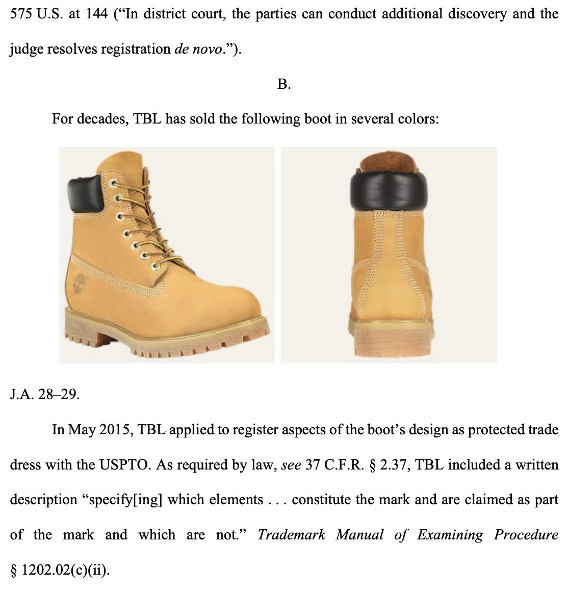 Score one for the public domain. This is the single best trade dress decision I have ever read. The analysis is tight. Timberland deserved the CA4's screws on this one. Read the decision here: ca4.uscourts.gov/opinions/23115… #tradedress #trademark #publicdomain