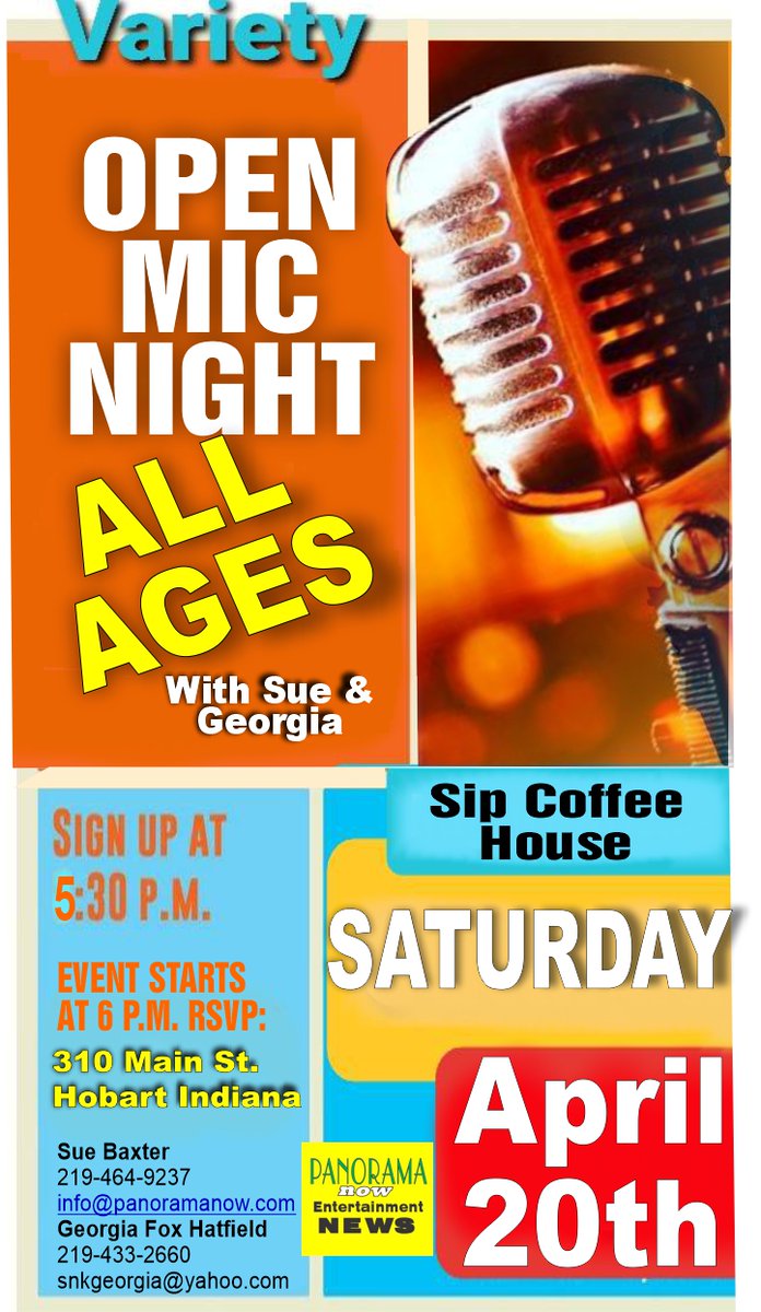 We will see you again Sat., Apr 20, Sip Coffee House  
#OpenMic #VarietyOpenMic #Comedy  #OpenStage #Hobart #LiveMusic #FamilyEntertainment  #AllAges #Poetry #SpokenWord #SingerSongWriter #NwiOpenMic #Poetry #Magic #Bands
panoramanow.com/open-mic
youtube: youtu.be/OpFAlrelEoA