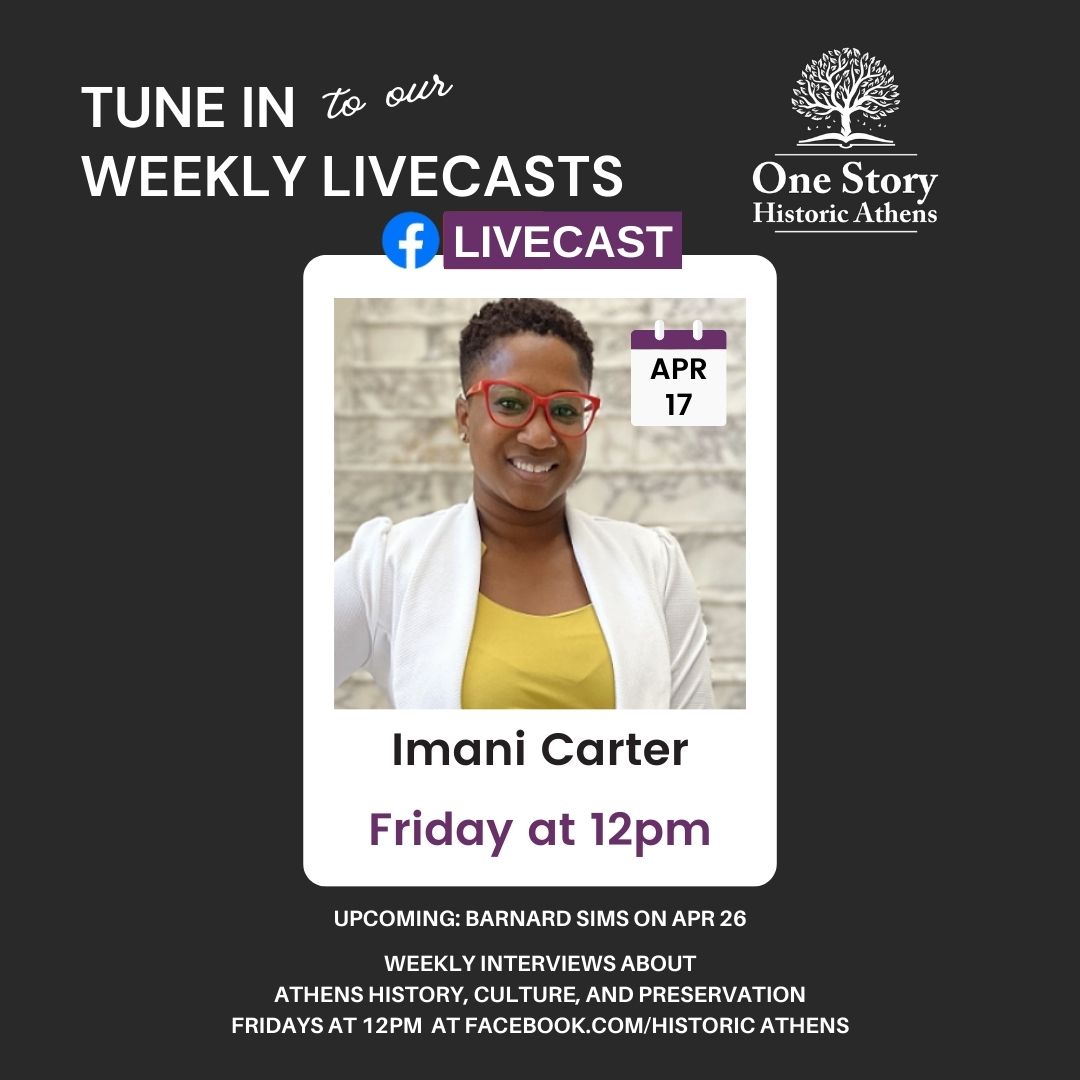 Join us this Friday at 12pm for another Live Cast 🎙️ featuring Imani Carter, a public defender for Athens! Imani will share her story about living in Athens and the ways that she contributes to the community today. ⚖️ 
#AthensGA #ImaniCarter