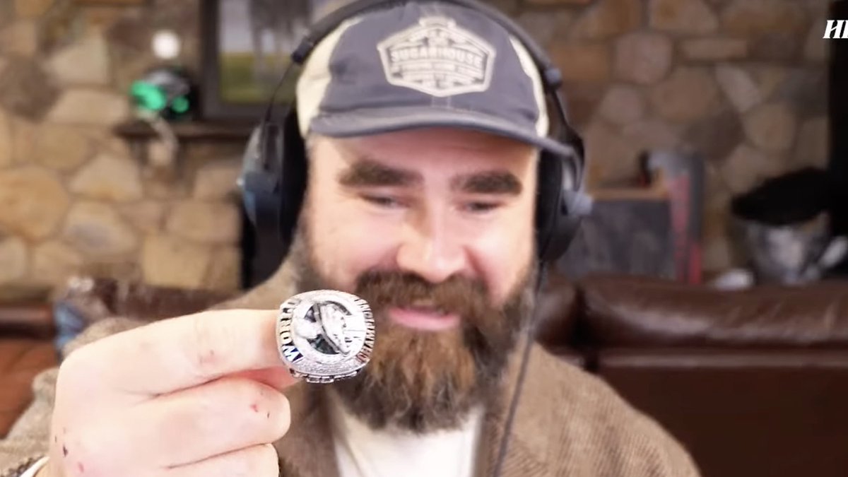 PHLEaglesNation's tweet photo. Jason Kelce says his Super Bowl ring was lost during a game at the New Heights live show and may be gone forever. The game involved finding items in piles of chili, one of which was his actual ring in a sock.

“I legitimately lost it. They couldn’t find it, and all the stuff has now been thrown out. We can safely assume my Super Bowl ring is now in a landfill someplace in the Cincinnati/tri-state area."