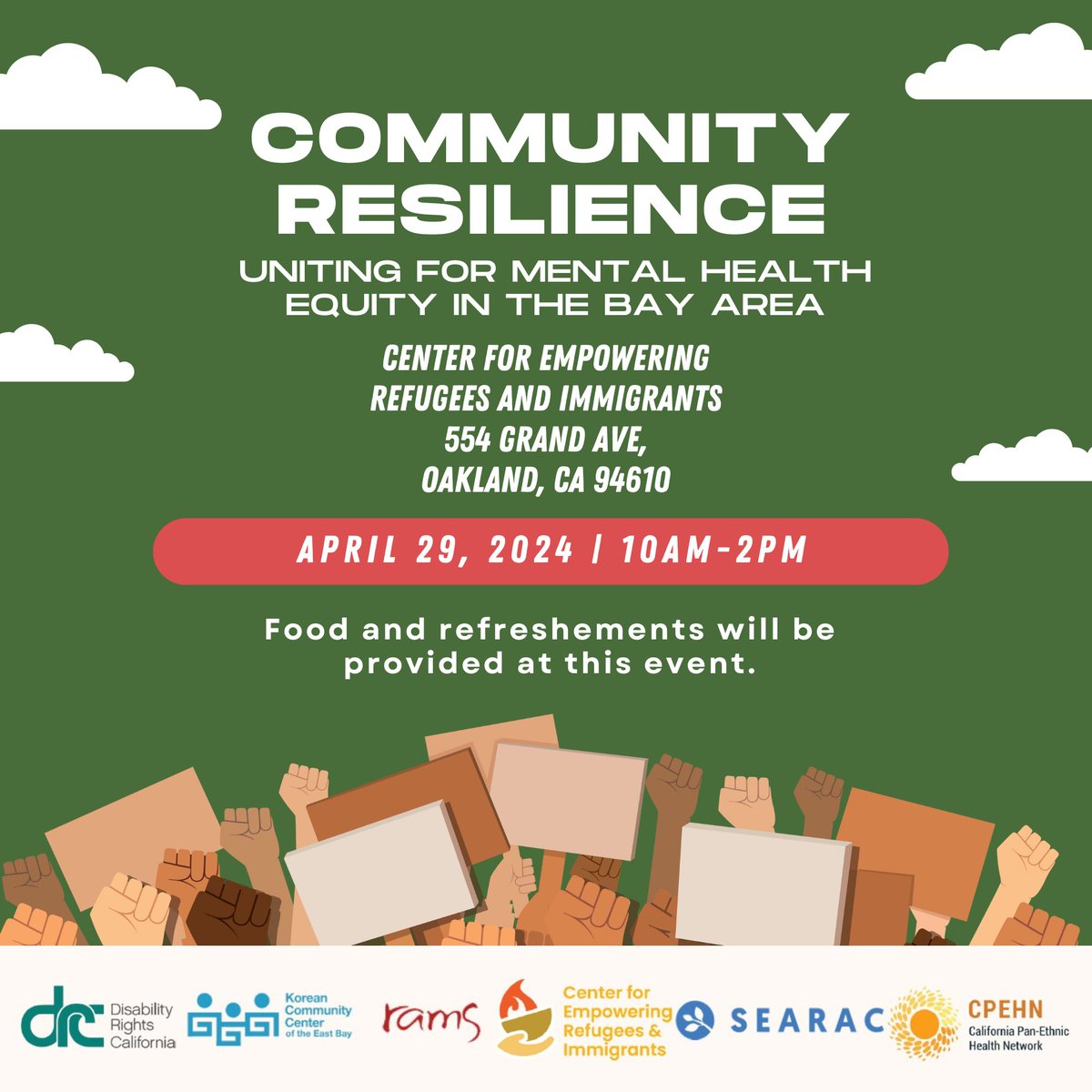 Please join the Korean Cultural Center of the East Bay (@KCCEB), Southeast Asian Resource Action Center (@SEARAC), Center for Empowering Refugees and Immigrants (@CERIeastbay), Interfaith Movement for Human Integrity, @RAMSInc., Disability Rights California (DRC), and the