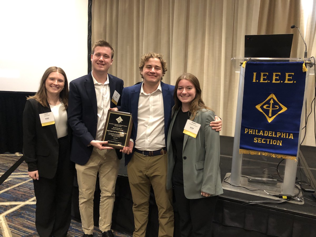 Villanova Engineering students were honored with the 2024 Merrill Buckley Jr. Student Project Award by the Institute of Electrical and Electronics Engineers Philadelphia Section. This award celebrated their senior capstone project. www1.villanova.edu/university/eng…