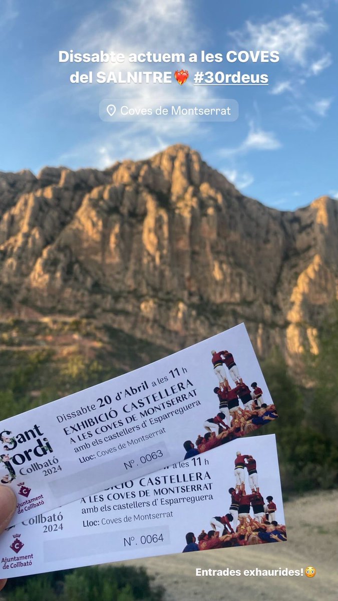 Aquest cap de setmana toca una actuació ÚNICA!
COVES DE SALNITRES!🦇
No oblideu apuntar-vos!
 
#castells #30rdeus