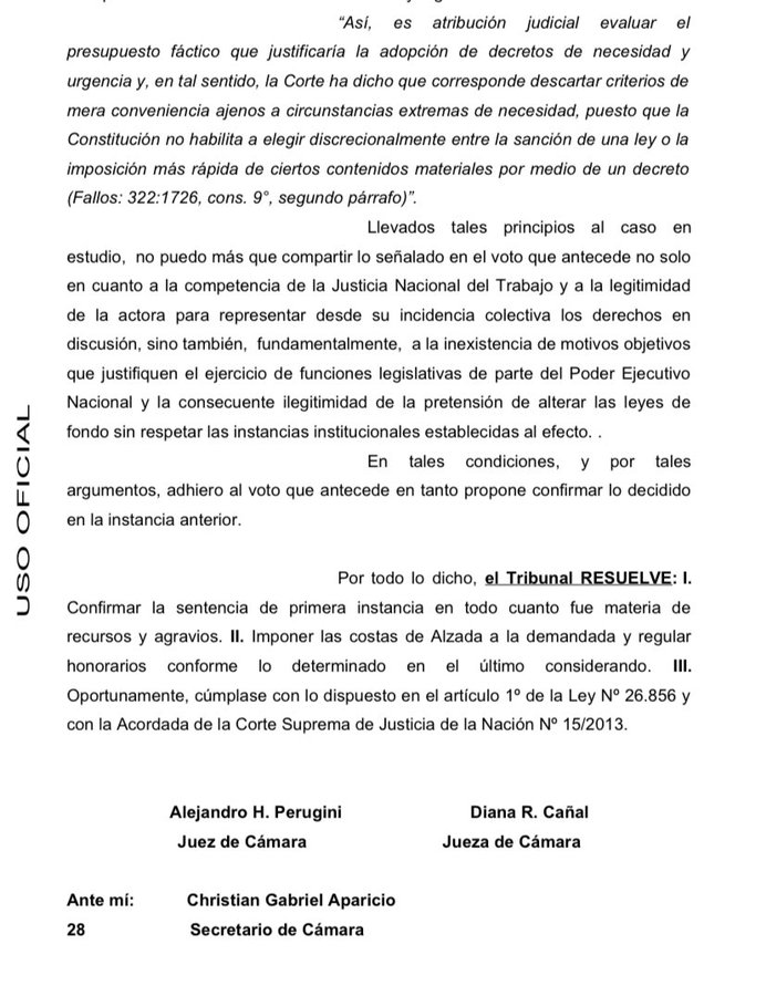 La Cámara del Trabajo confirmó el fallo que declaró inconstitucional el tramo laboral y le da un nuevo golpe al mega DNU de Javier Milei