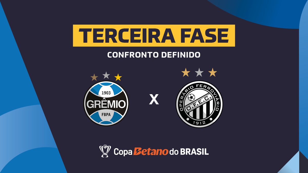 CopaDoBrasilCBF's tweet photo. CONFRONTO DEFINIDO - TERCEIRA FASE 

@Gremio x @OFECoficial 
 
#SorteioCopaDoBrasil 🇧🇷 https://t.co/Broe4yDOuI