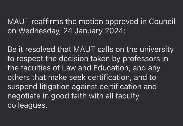 We thank @maut_apbm for its support in calling on @mcgillu to negotiate in good faith with its professorial unions!