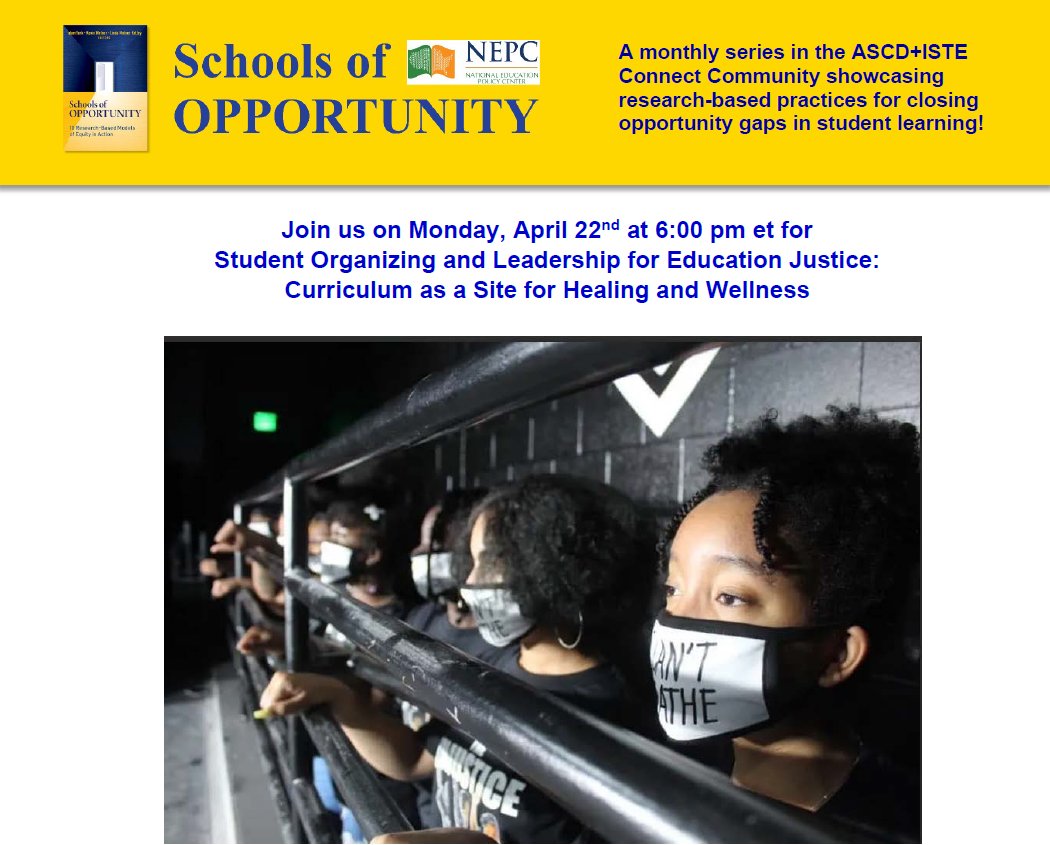 Join Dr. Martin Luther King Early College in Denver next Monday at 6pm et for 'Student Organizing and Leadership for Education Justice' Register for free NOW at sites.google.com/view/schoolsof… @Akoonlaba @KatiPearson @Dr_Pough @AprylTaylorOCPS @DrV_Profe