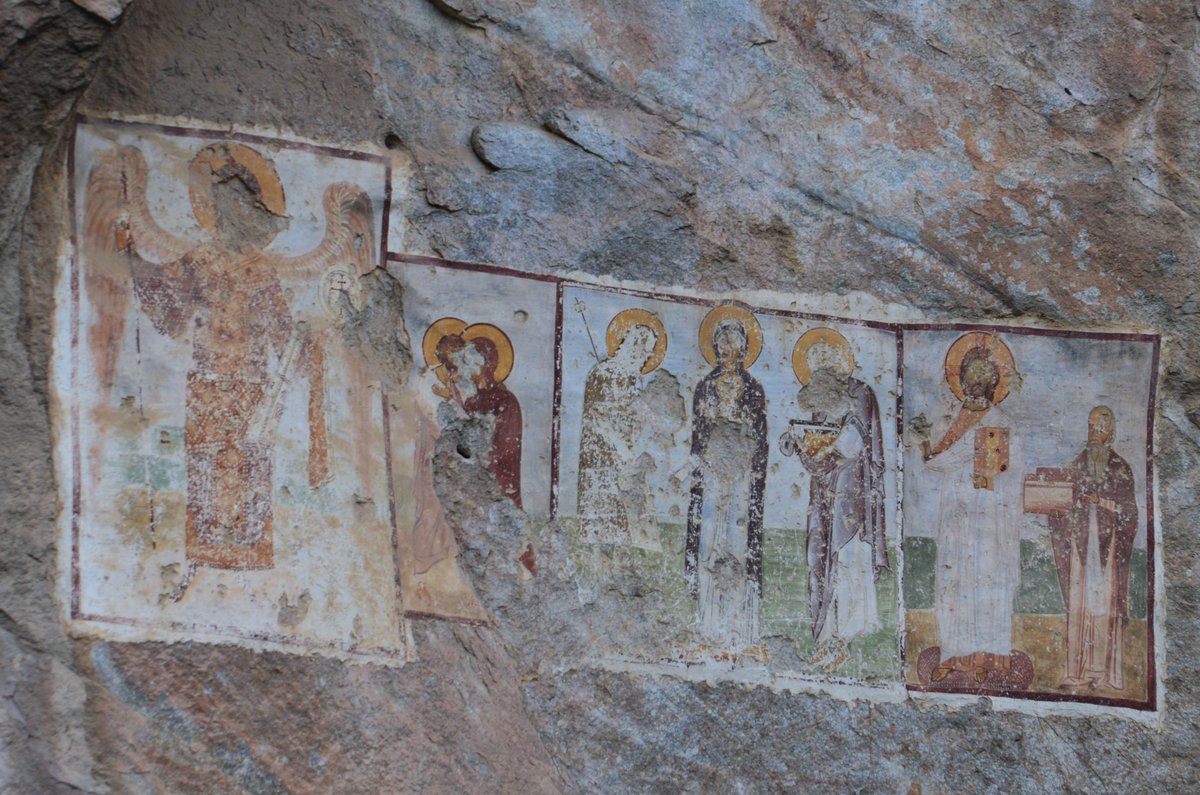 Middle Byzantine frescoes on an exposed rocky bluff in Yatağan/Muğla Province (ancient Caria)