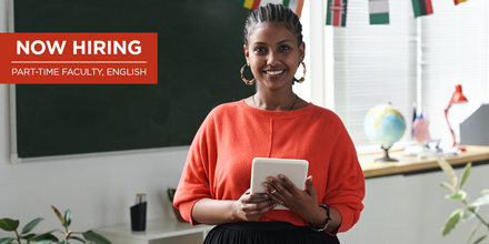 ✒️Share your passion for words with our students as Part-time Faculty, English. 

Learn more about the position requirements and application process: bit.ly/4aSnP4S @higheredjobs #teach