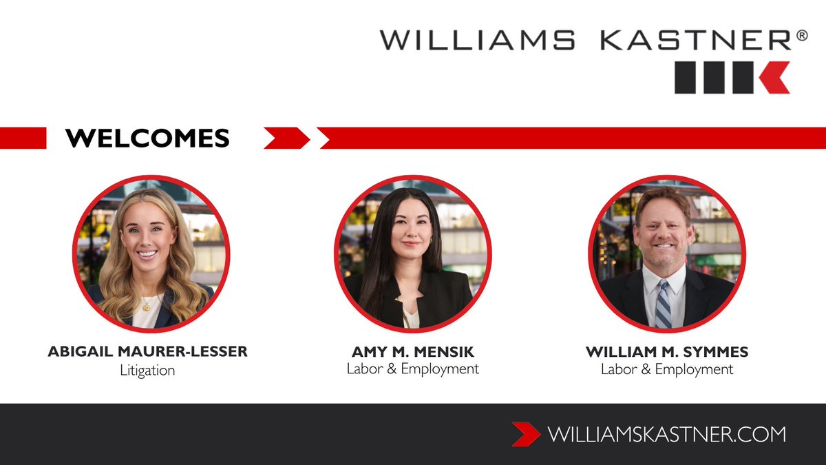 We are proud to announce the addition of three new #attorneys to our #Spokane office: Amy M. Mensik, William M. Symmes, and Abigail Maurer-Lesser. We are truly honored to have these individuals join our Inland Northwest team: bit.ly/4aA7QZ7 #LawFirm #CommercialLaw