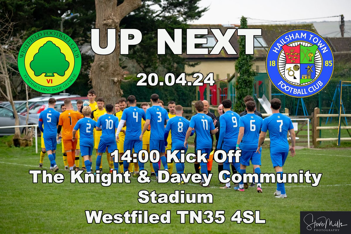 On Saturday it's the first team who go in search of a Semi Final spot in the Hastings FA Intermediate Cup ☑️Westfield 🟡🟢 v Hailsham Town 🔵⚫️ 🏆Hastings FA Intermediate Cup Quarter Final 📅Sat 20th April, 2pm, 🏟️The Knight & Davey Community Stadium, Westfield, TN35 4SL