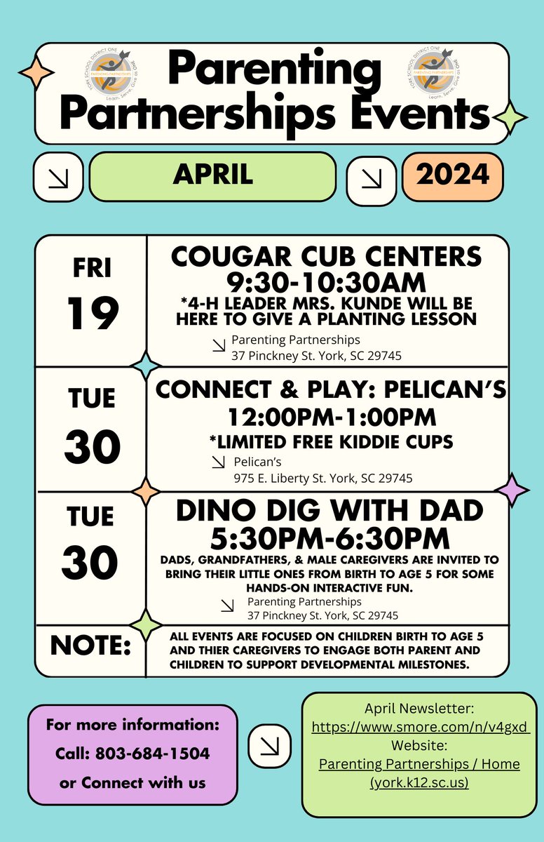 Check out our April Events! #york1parentingpartnerships #ysd1legacybuilders