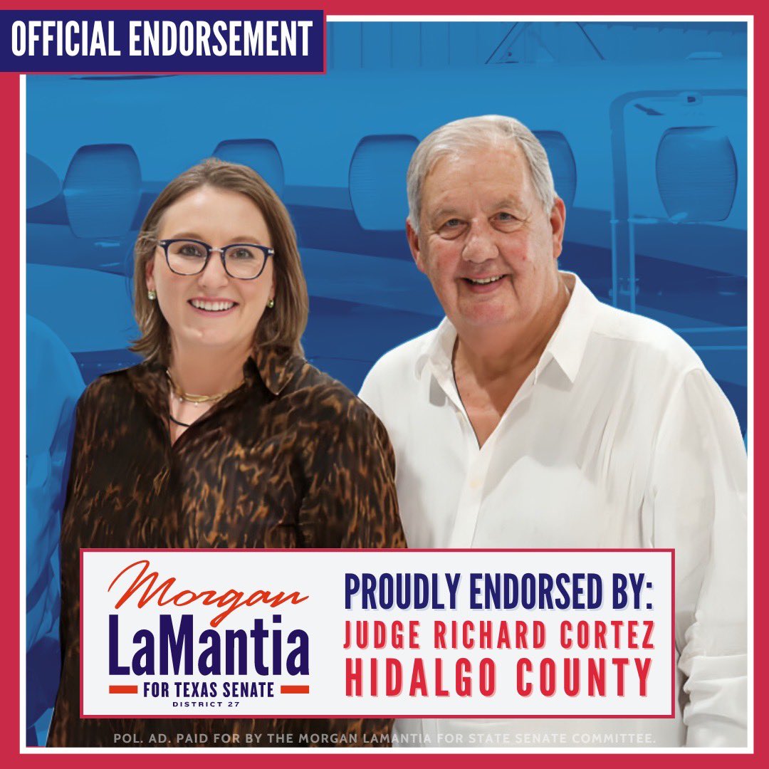 Honored to announce the endorsement of @JudgeCortez! With local, regional, and statewide collaboration, we are proving the great things that the #RGV will accomplish. Together, we've secured significant investments, including $5 million in state funding for the Mid-Valley