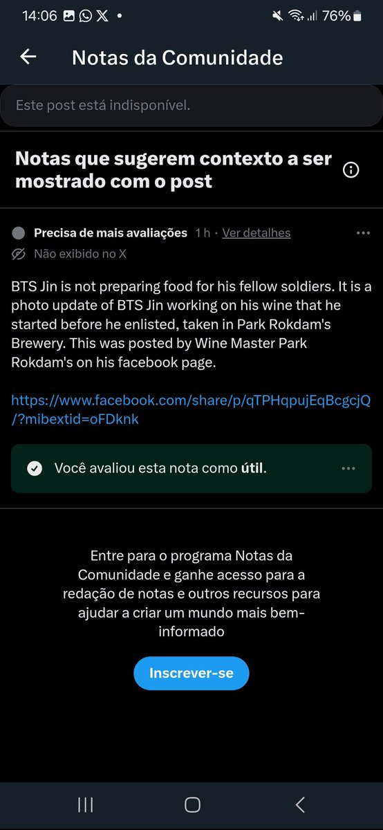 ATENÇÃO Precisamos da sua ajuda aqui! O artigo está espalhando desinformação sobre o Jin. Ele não estava fazendo comida para seus colegas, e sim visitando o Mestre Park Rokdam e fazendo um novo lote de licor tradicional coreano Avalie a nota da comunidade abaixo como ÚTIL ⬇️